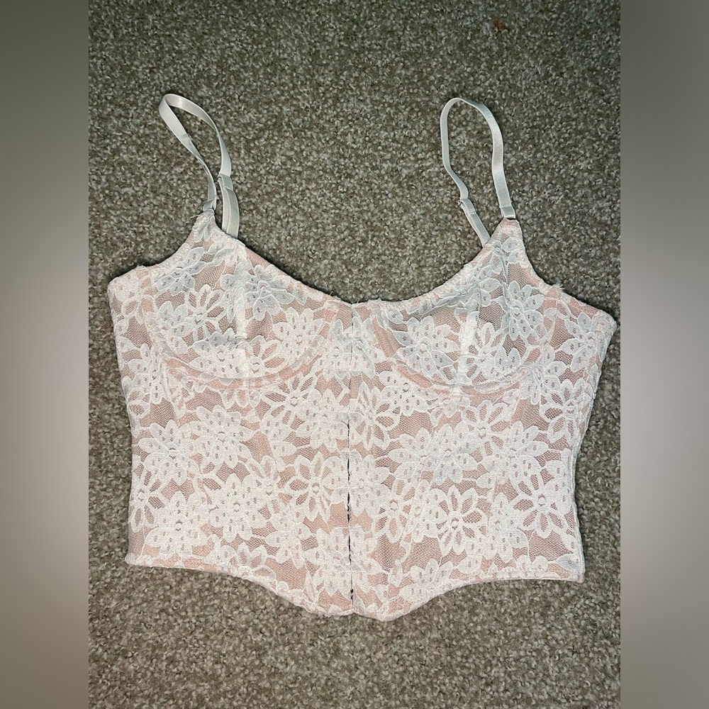 White Fox Boutique White Lace Crop Top